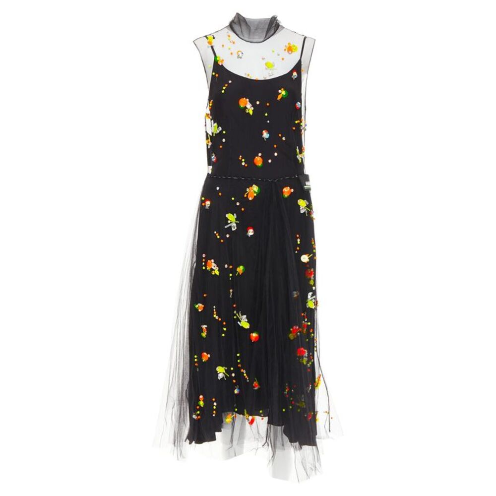 Prada 2018 Orange Tulle Logo Dress